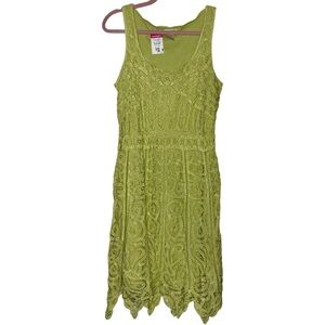Paris Vintage Green Lace & Bead Dress Sz Large